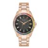 Bulova Men'S Bulova Phantom Rainbow Crystal Accent Rose-Tone Watch With Black Dial (Model: 97A180) Watches