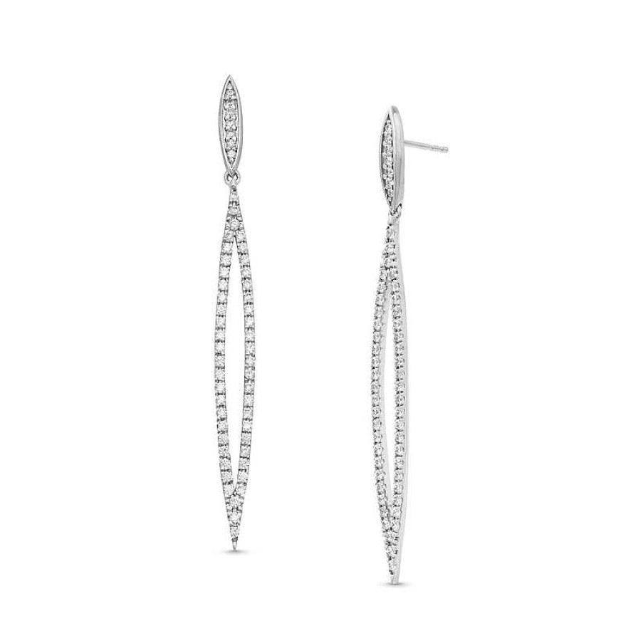 Zales 3/4 Ct. T.W. Diamond Elongated Open Marquise Dangle Drop Earrings In 10K White Gold Earrings