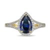 Zales Pear-Shaped Lab-Created Blue And White Sapphire Frame Ring In Sterling Silver With 18K Gold Plate Rings