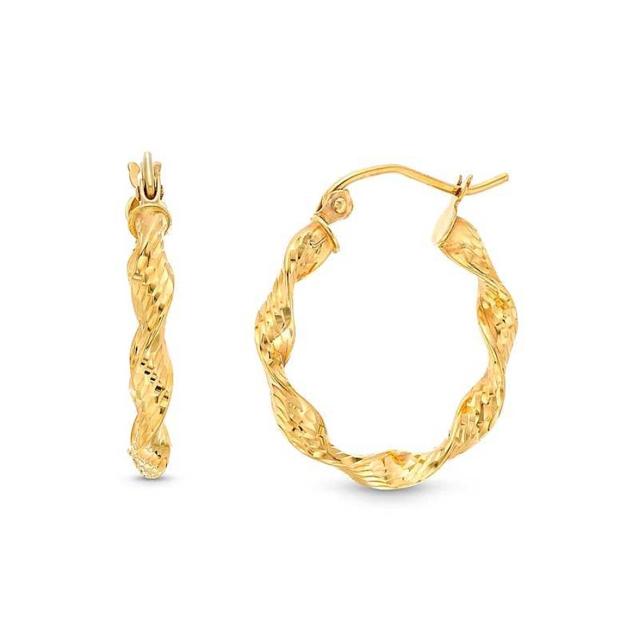 Zales Diamond-Cut Twist 20.0Mm Hoop Earrings In 14K Gold Earrings