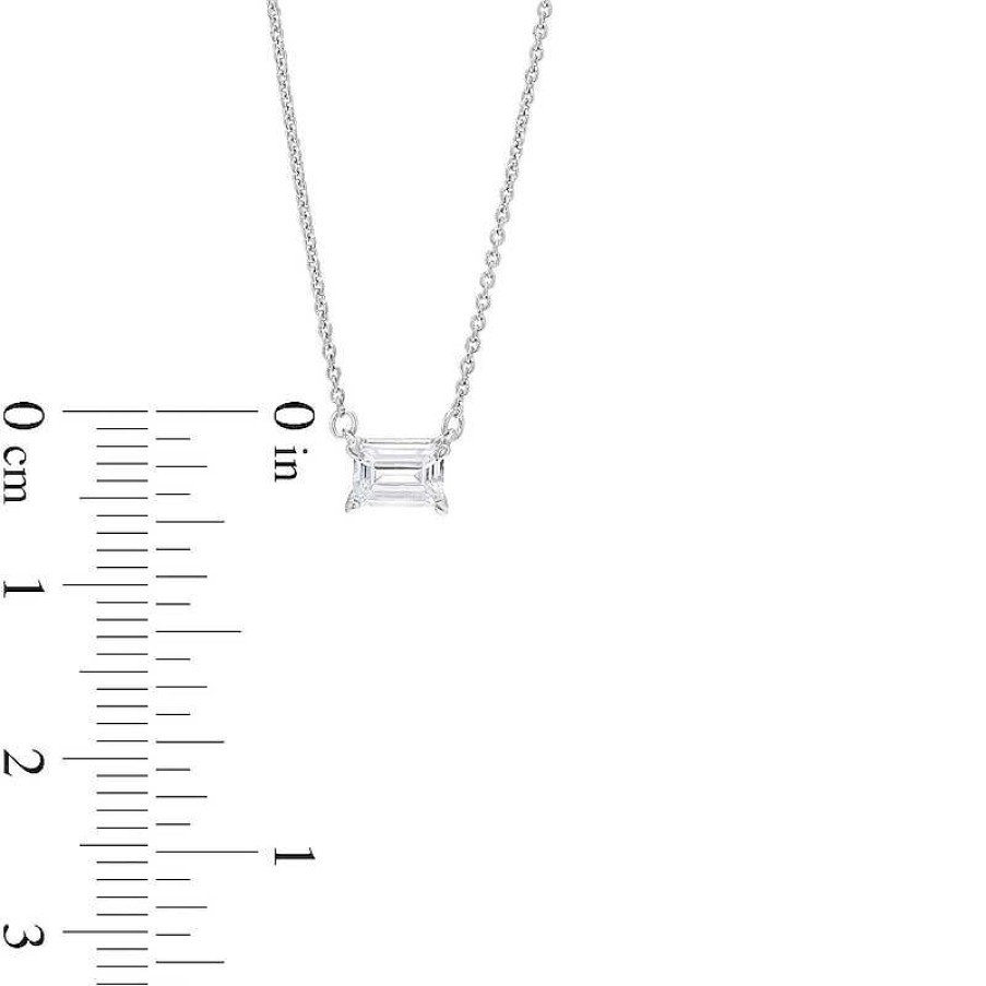 Zales 1/3 Ct. Certified Emerald-Cut Lab-Created Diamond Solitaire Necklace In 14K White Gold (F/Si2) Necklaces