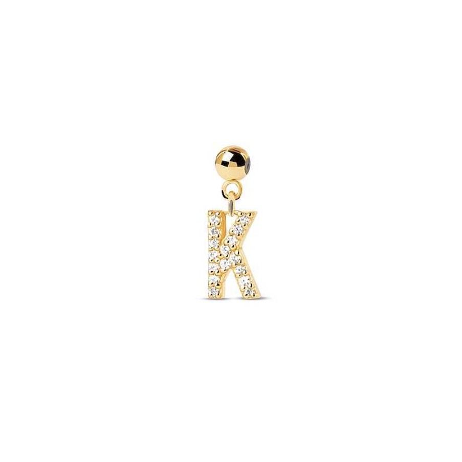 Zales Pdpaola At Zales Cubic Zirconia Letter "K" Initial Bead Charm In Sterling Silver With 18K Gold Plate Necklaces