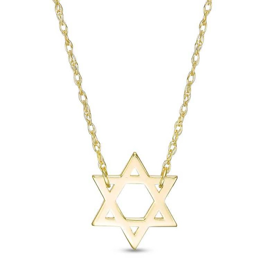 Zales Star Of David Necklace In Solid 14K Gold Necklaces