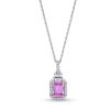 Zales Emerald-Cut Pink And White Lab-Created Sapphire Framed Pendant In Sterling Silver Necklaces