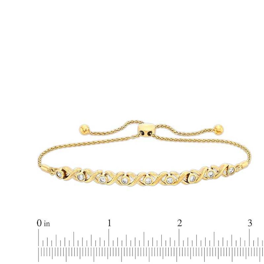 Zales 1/2 Ct. T.W. Certified Lab-Created Diamond "Xo" Bolo Bracelet In 14K Gold (F/Si2) - 9.5" Bracelets