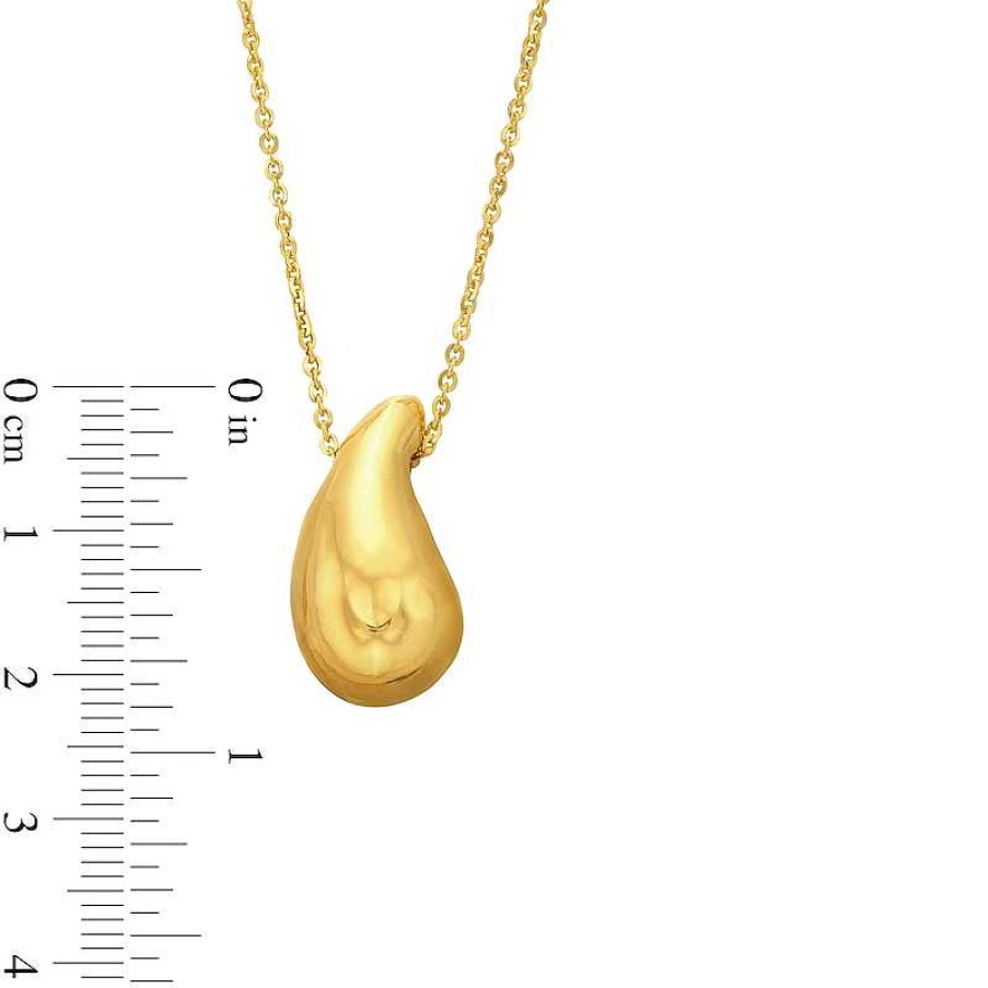 Zales Sculpted Oval Diamond-Cut Pendant In Hollow 14K Gold 17" Necklaces