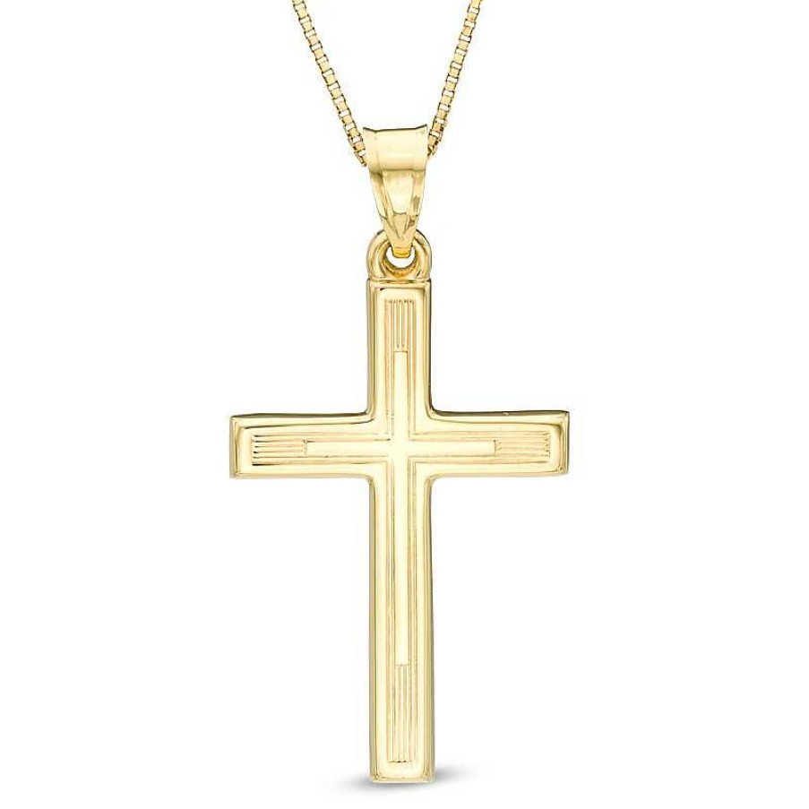 Zales Cross Necklace Charm In 14K Gold Necklaces