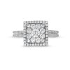 Zales 7/8 Ct. T.W. Princess Multi-Diamond Square Frame Split Shank Engagement Ring In 14K White Gold Rings