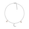 Zales 1/20 Ct. T.W. Diamond Crescent Moon And Star Anklet In Sterling Silver And 10K Rose Gold Bracelets