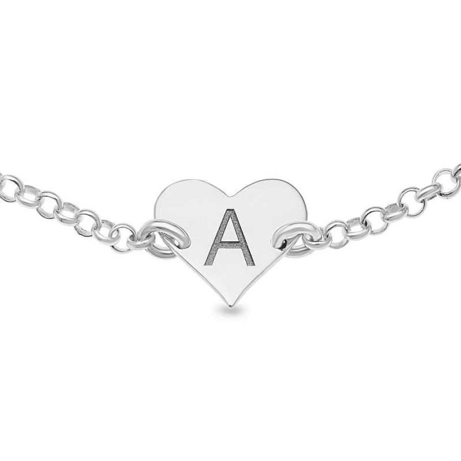 Zales Engravable Uppercase Double Initial Reversible Heart Disc Anklet In Sterling Silver (2 Initials) - 10" Bracelets