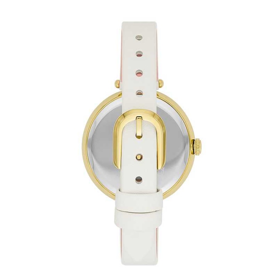 Kate Spade Ladies' Kate Spade Holland Gold-Tone White Leather Strap Watch With Crystal Accent Textured White Dial (Model: Ksw1790) Watches