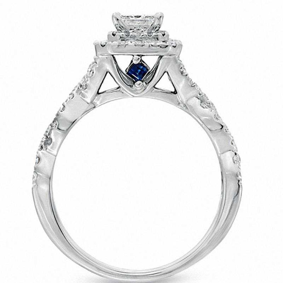 Zales Vera Wang Love Collection 1 Ct. T.W. Princess-Cut Diamond Double Frame Twist Engagement Ring In 14K White Gold Rings