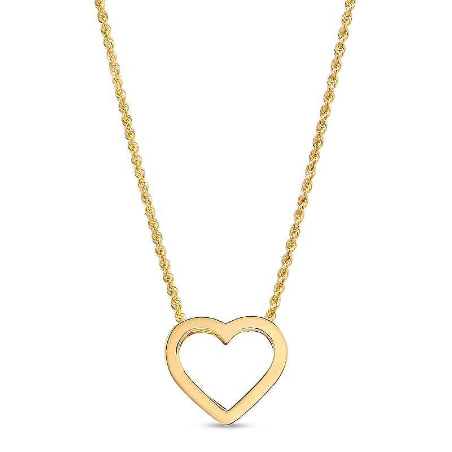 Zales Bold Heart Outline Pendant In 10K Gold Necklaces