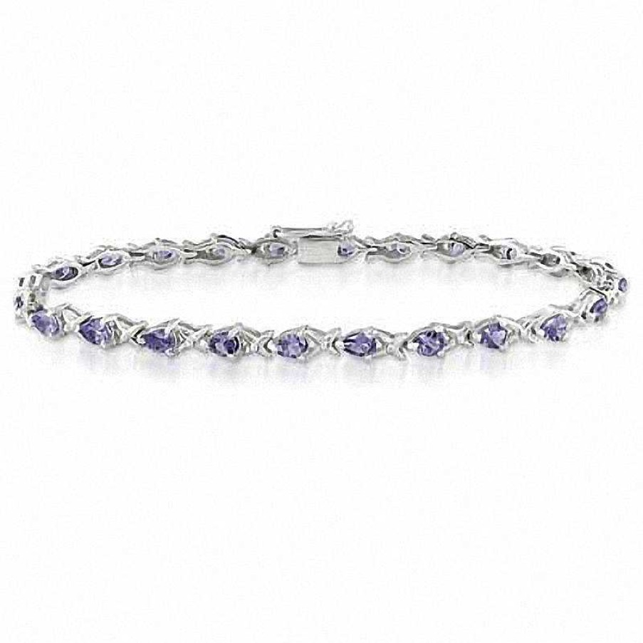 Zales Pear-Shaped Tanzanite Line Bracelet In Sterling Silver Bracelets