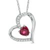 Zales 6.0Mm Heart-Shaped Lab-Created Ruby And White Sapphire Heart Pendant In Sterling Silver Necklaces