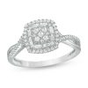 Zales 1/3 Ct. T.W. Multi-Diamond Cushion Frame Crossover Shank Ring In 10K White Gold Rings