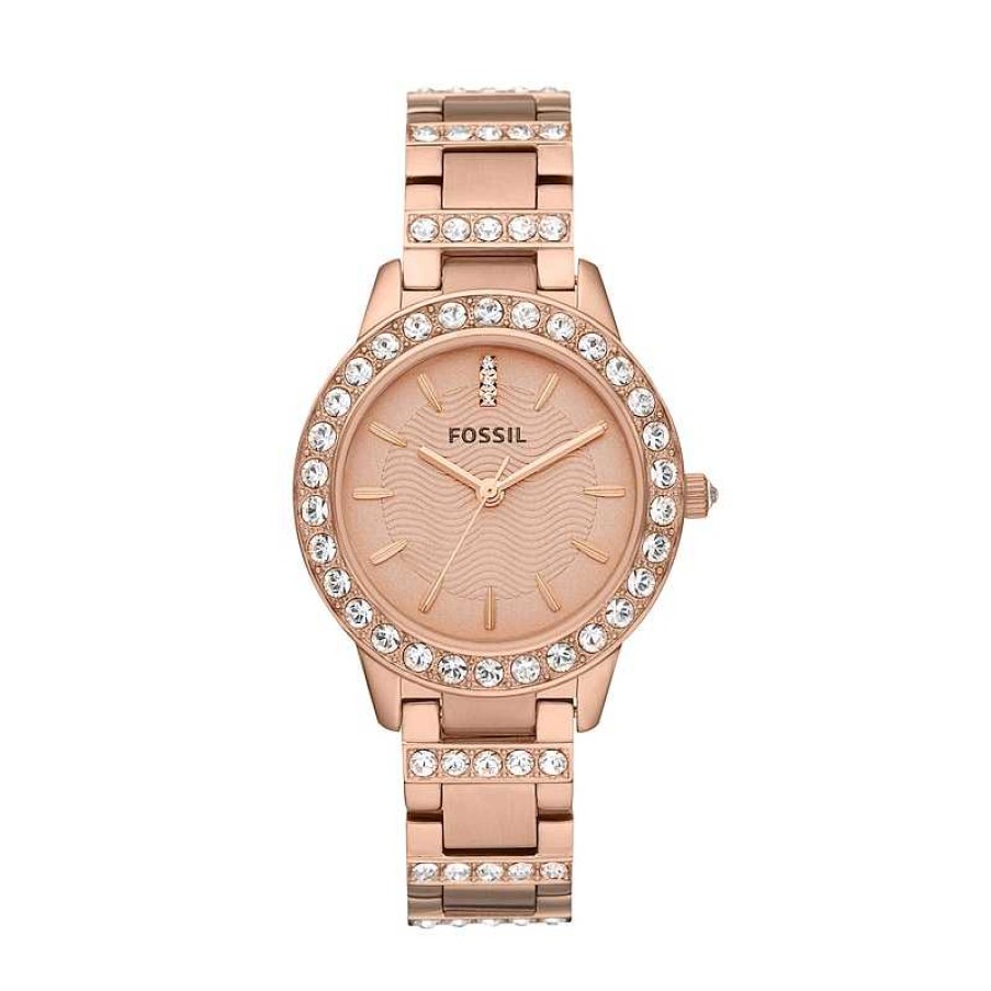 Fossil Ladies' Fossil Jesse Crystal Accent Rose-Tone Ip Watch With Rose-Tone Dial (Model: Es3020) Watches