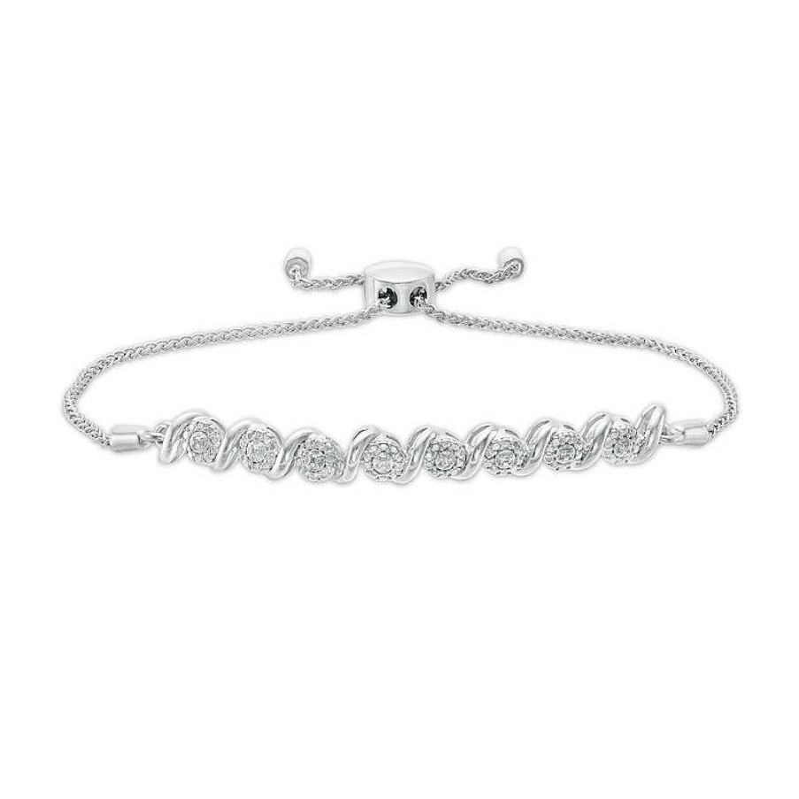 Zales Diamond Accent "S" Link Bolo Bracelet In Sterling Silver - 9.5" Bracelets