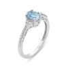 Zales Oval Aquamarine And 1/10 Ct. T.W. Diamond Ring In 10K White Gold Rings