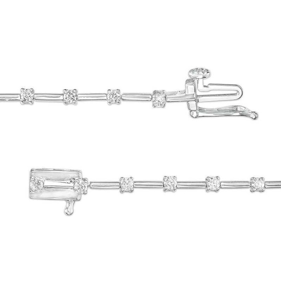 Zales 1 Ct. T.W. Diamond Alternating Line Bracelet In 10K White Gold Bracelets