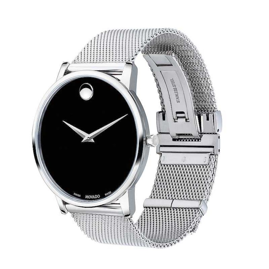 Movado Men'S Movado Museum® Classic Mesh Watch With Black Dial (Model: 0607219) Watches