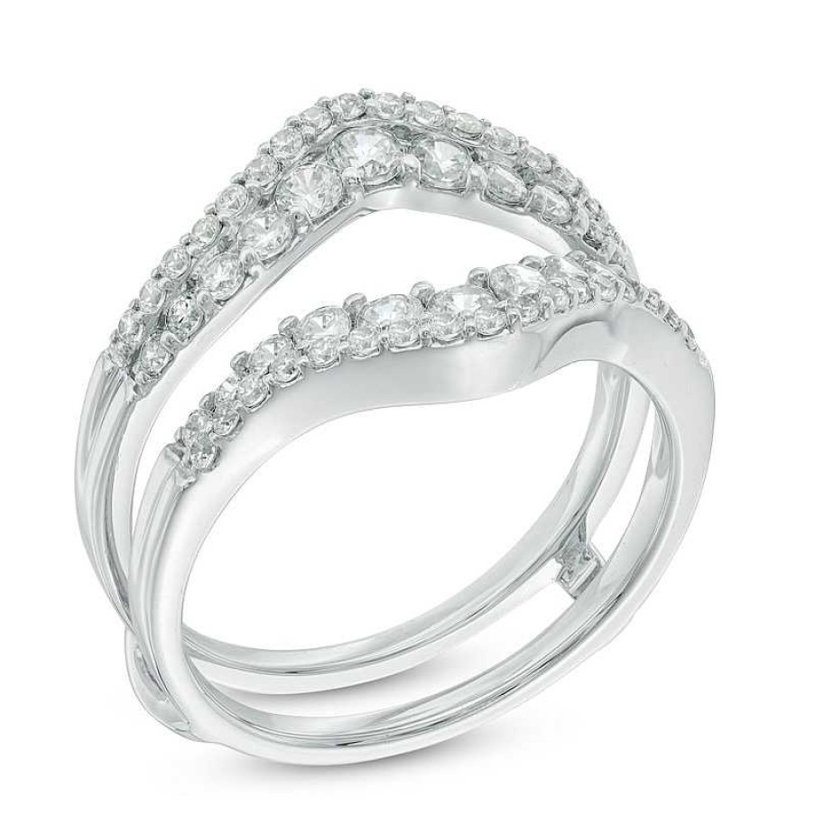 Zales 1 Ct. T.W. Diamond Chevron Solitaire Enhancer In 14K White Gold Rings