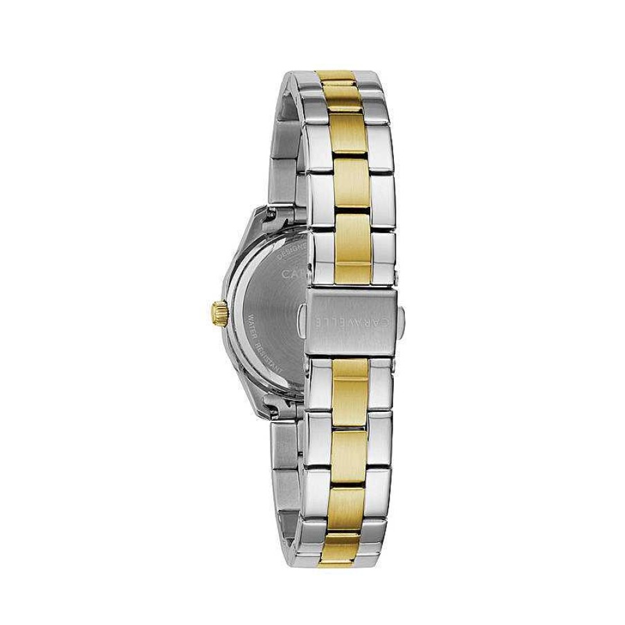 CARAVELLE Ladies' Caravelle By Bulova Petite Collection Crystal Accent Two-Tone Watch With Mother-Of-Pearl Dial (Model: 45M113) Watches