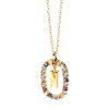 Zales Pdpaola At Zales Multi-Color "N" Pendant In Sterling Silver With 18K Gold Plate Necklaces