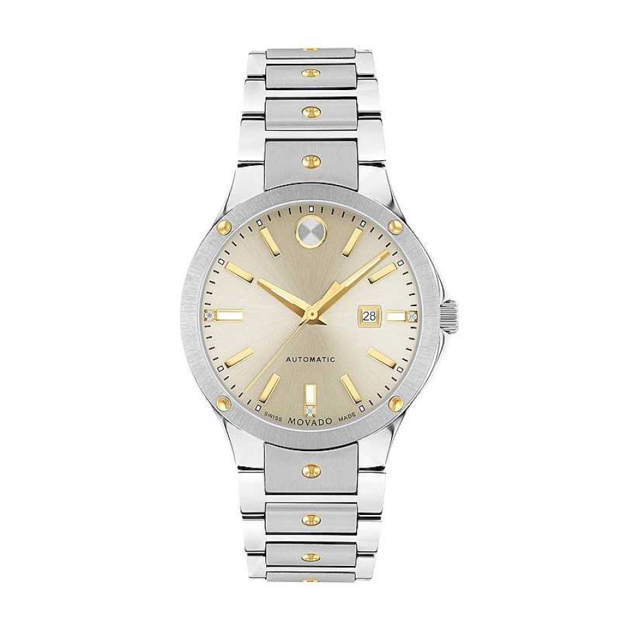 Movado Ladies' Movado Se Automatic Diamond Accent Two-Tone Pvd Watch With Champagne Dial (Model: 0607682) Watches