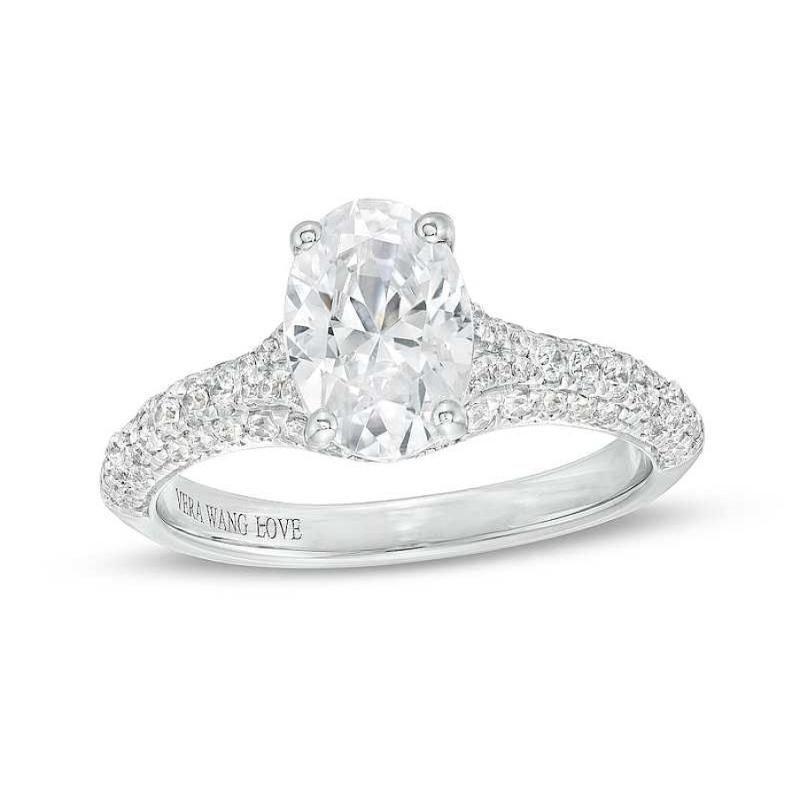 Zales Vera Wang Love Collection 1-7/8 Ct. T.W. Certified Oval Diamond Split Shank Engagement Ring In 14K White Gold (I/Si2) Rings