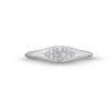 Zales 1/6 Ct. T.W. Sideways Marquise-Shaped Multi-Diamond Knife Edge Shank Signet Ring In 10K White Gold Rings