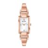 Bulova Ladies' Bulova Classic Diamond Accent Rose-Tone Bangle Watch With Rectangular Mother-Of-Pearl Dial (Model: 97P142) Watches