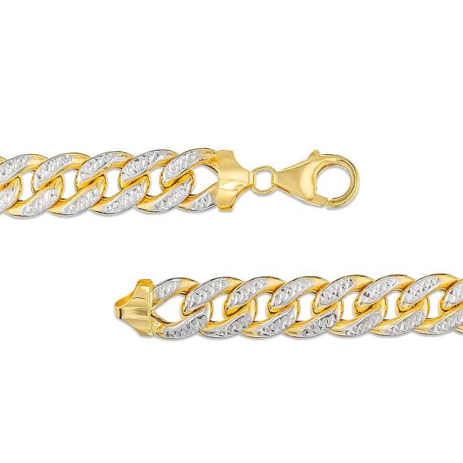 Zales Oro Diamante Diamond-Cut 4.5Mm Cuban Curb Chain Necklace In Hollow 14K Two-Tone Gold Necklaces