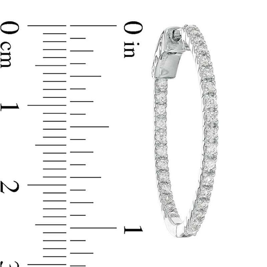 Zales 1 Ct. T.W. Diamond Inside-Out Hoop Earrings In 10K White Gold Earrings