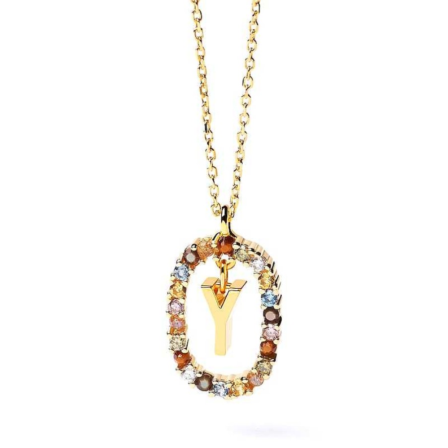 Zales Pdpaola At Zales Multi-Color "Y" Pendant In Sterling Silver With 18K Gold Plate Necklaces