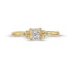 Zales 1/3 Ct. T.W. Quad Princess-Cut Diamond Leaf-Sides Engagement Ring In 10K Gold Rings