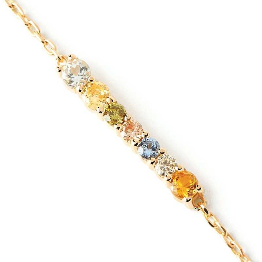 Zales Pdpaola At Zales Multi-Color Cubic Zirconia Line Bracelet In Sterling Silver With 18K Gold Plate Bracelets