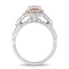 Zales Enchanted Disney Aurora Oval Morganite And 3/4 Ct. T.W. Diamond Scallop Frame Engagement Ring In 14K Two-Tone Gold Rings