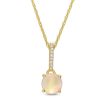 Zales 6.0Mm Opal And Diamond Accent Drop Pendant In 10K Gold Necklaces