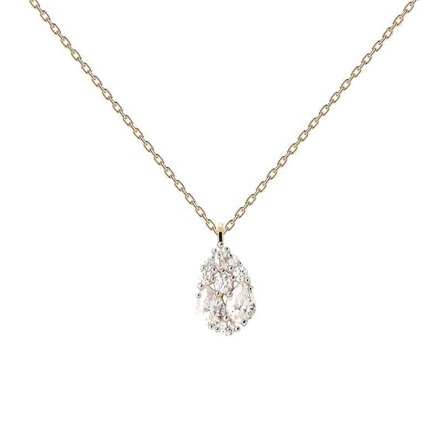 Zales Pdpaola At Zales Cubic Zirconia Pear-Shaped Cluster Pendant In Sterling Silver With 18K Gold Plate - 19.5" Necklaces