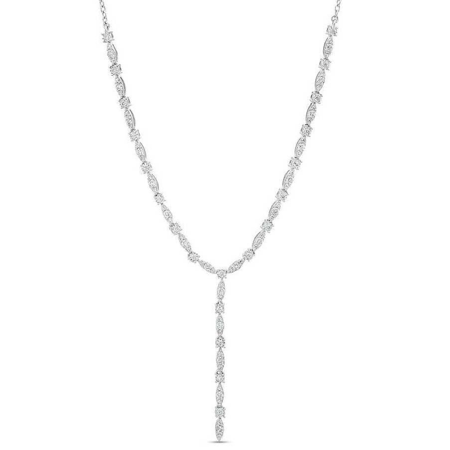 Zales 1 Ct. T.W. Diamond "Y" Necklace In 10K White Gold Necklaces