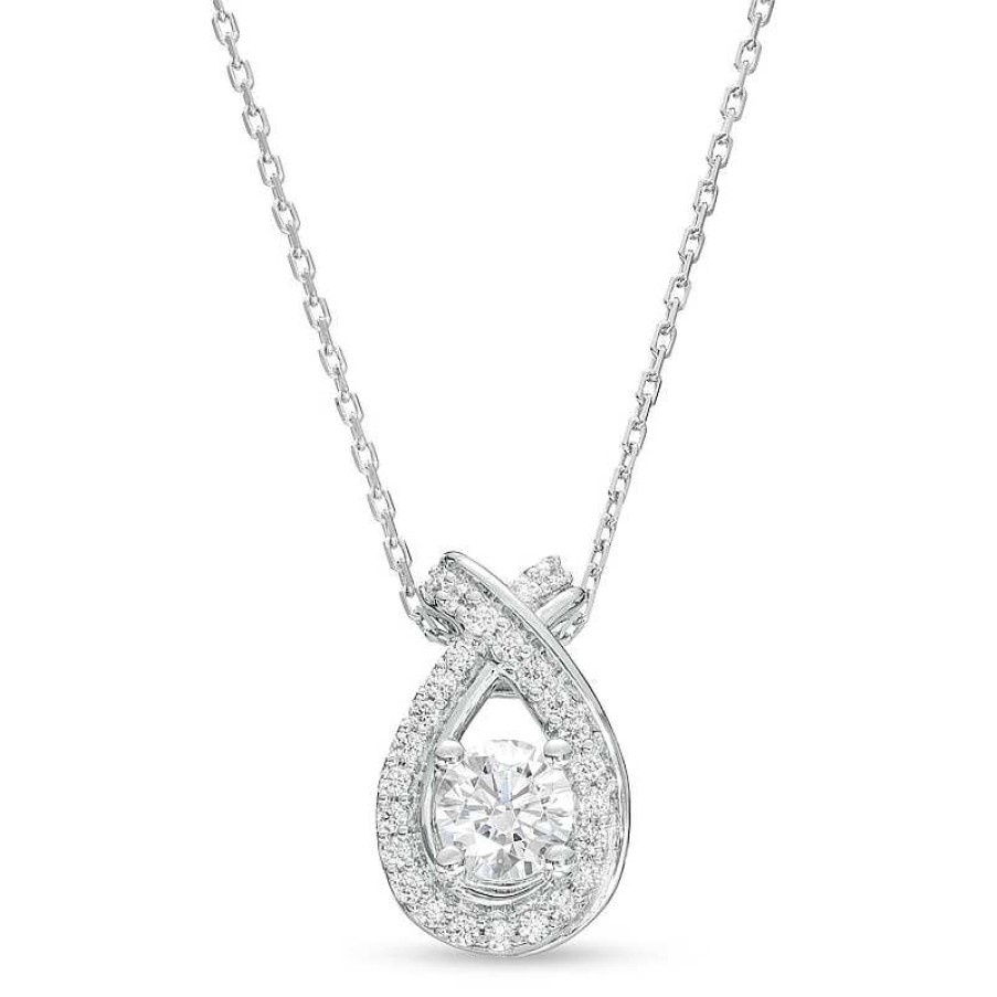 Zales 1/2 Ct. T.W. Certified Lab-Created Diamond Teardrop Pendant In 10K White Gold (F/Si2) Necklaces