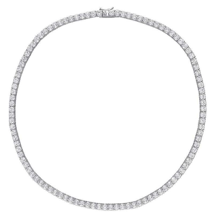 Zales 4.0Mm White Lab-Created Sapphire Tennis Necklace In Sterling Silver - 17" Necklaces