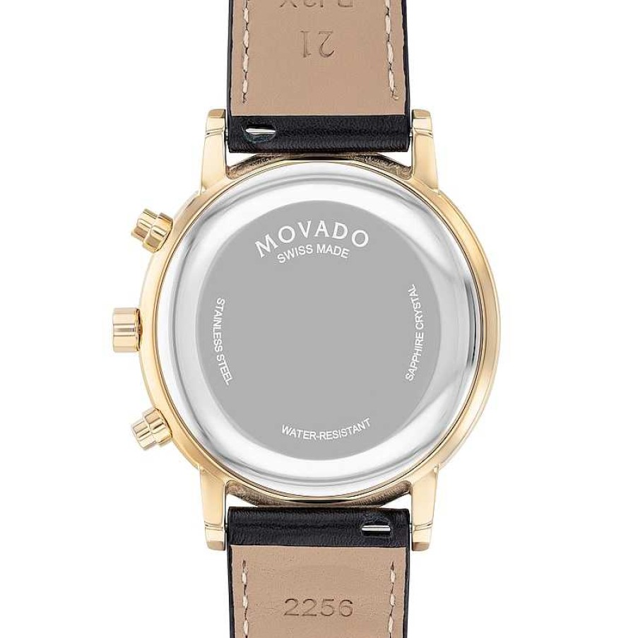 Movado Men'S Movado Museum® Classic Gold-Tone Pvd Chronograph Strap Watch With Black Dial And Date Window (Model: 0607779) Watches