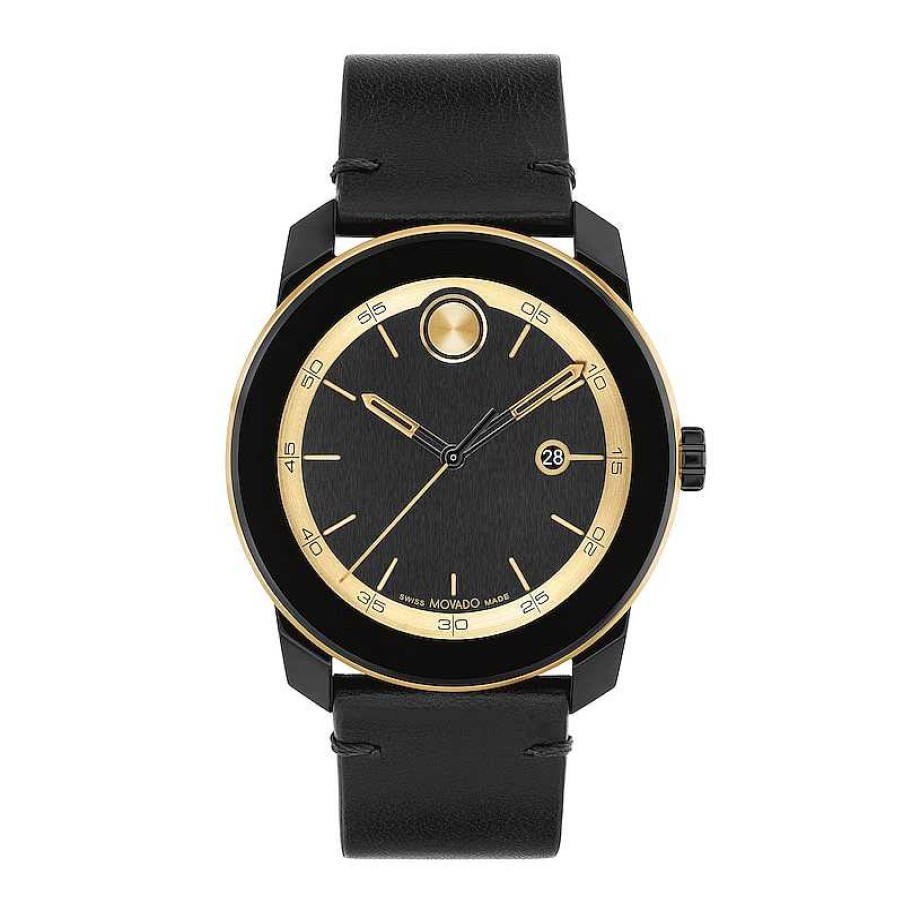 Movado Men'S Movado Bold® Tr90 Black Strap Watch With Gold-Tone Dial And Date Window (Model: 3601130) Watches