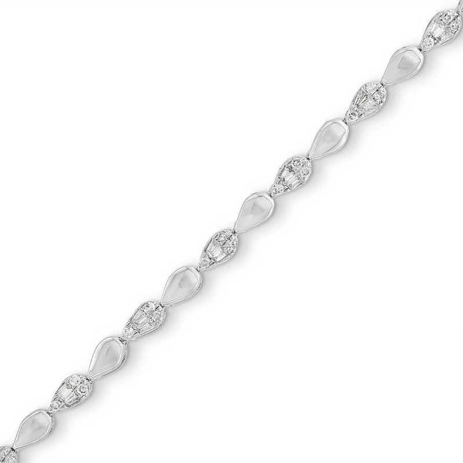 Zales 1/2 Ct. T.W. Pear-Shaped Multi-Diamond Alternating Line Bracelet In Sterling Silver - 7.25" Bracelets