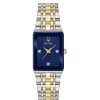 Bulova Ladies' Bulova Futuro Quadra Diamond Accent Two-Tone Watch With Rectangular Blue Dial (Model: 98P177) Watches