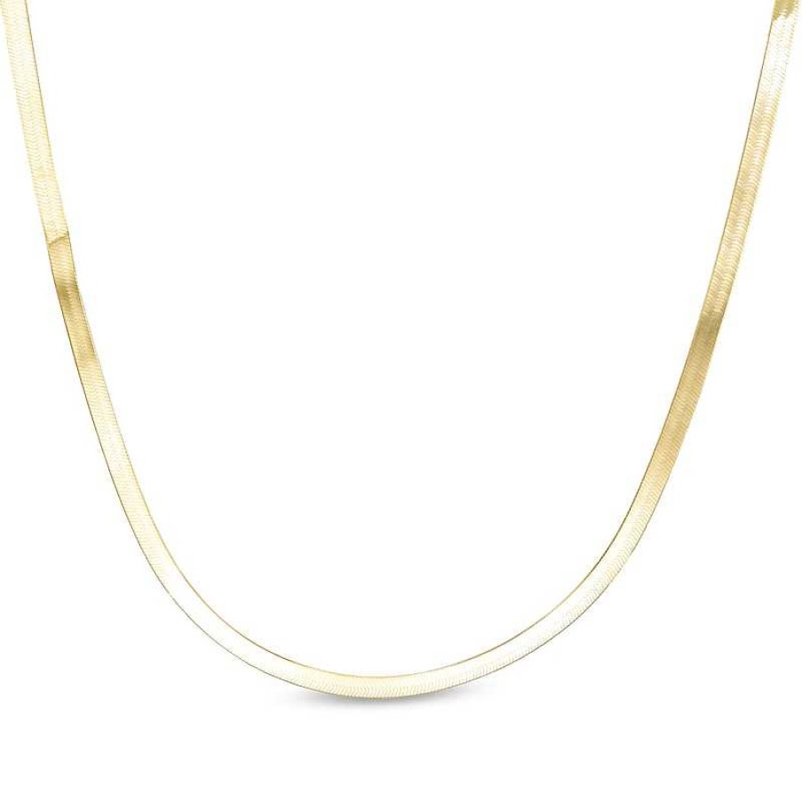 Zales Ladies' 3.05Mm Herringbone Chain Necklace In Solid 10K Gold - 20" Necklaces