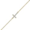 Zales 1/20 Ct. T.W. Diamond Sideways Cross Bracelet In Sterling Silver And 14K Gold Plate Bracelets