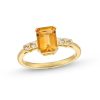 Zales Emerald-Cut Citrine And 1/10 Ct. T.W. Diamond Ring 10K Gold Rings